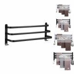 Porte serviette mural belfoyer - 3 barres - noir - 50cm en alliage daluminium