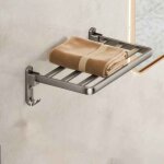 Porte - serviettes mural pliable 4 barres 39cm sans per�age - support salle de bain capacit� 50kg anti ...