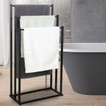 Porte - serviettes sur pied - noir - 3 niveaux dtendage - support serviettes tagre de salle de bain ...