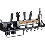 Porte ustensiles de cuisine de 80 cm avec porte pices  10 crochets tagere murale cuisine multifonctions ...