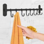 Porte ustensiles cuisine adhsif noir - accroche ustensiles de cuisine 40 cm - barre cuisine avec 8 crochets ...