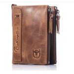 Portefeuille bullcaptain porte - monnaie cuir vritable marron design vintage rtro