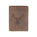 Portefeuille cerf cuir vintage rfid blocage 3 volets avec pression carte permis identit� et monnaie - ...