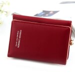 Portefeuille court pour femmes - ecelen - noir et rouge - cuir pu - fermoir porte - monnaie