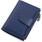 Portefeuille court femme porte monnaie - xjydncg - cuir cire r�tro - bleu01
