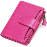 Portefeuille court femme porte monnaie - xjydncg - cuir cire r�tro - rose01