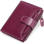 Portefeuille court femme porte monnaie - xjydncg - cuir cire r�tro - violet