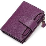 Portefeuille court femme porte monnaie - xjydncg - cuir cire r�tro - violet01