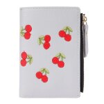 Portefeuille en cuir pour femmes petite carte cerise brod�e porte - monnaie porte - monnaie zip t�l�phone ...