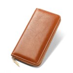 Portefeuille cuir long xjydncg porte monnaie femme - grande capacite - simple et �l�gant - marron clair ...