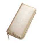 Portefeuille cuir long xjydncg porte monnaie femme - grande capacite - simple et �l�gant - or