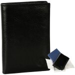 Portefeuille en cuir noir - lphant dor - n1282 - homme - 4 volets - 14x10x25cm