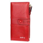 Portefeuille en cuir rouge pour femme - ecelen - grand porte - cartes tendance avec fermeture clair