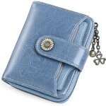 Portefeuille femme court xjydncg porte monnaie femme trifold - blocage rfid - bleu