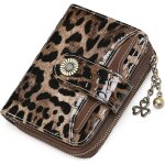 Portefeuille femme court xjydncg porte monnaie femme trifold - blocage rfid - imprim� l�opard noir