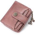 Portefeuille femme court xjydncg porte monnaie femme trifold - blocage rfid - rose fonc�