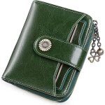 Portefeuille femme court xjydncg porte monnaie femme trifold - blocage rfid - vert r�tro