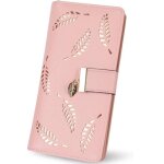 Portefeuille femme - cuir - bifold - 12 emplacements cartes - poche zippe - rose