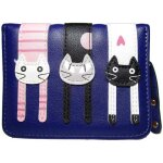 Portefeuille femmes filles bande dessine chat bifold porte - monnaie titulaire carte - bleu