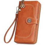 Portefeuille femme grande capacit� xjydncg cuir porte monnaie femme �l�gant - marron