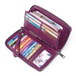 Portefeuille femme grande capacit� xjydncg porte monnaie femme long - blocage rfid - violet