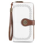 Portefeuille femme long xjydncg porte monnaie femme grande capacit� blocage rfid - blanc