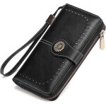 Portefeuille femme long xjydncg porte monnaie femme grande capacit� blocage rfid - noir