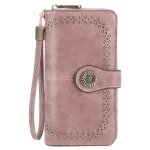 Portefeuille femme long xjydncg porte monnaie femme grande capacit� blocage rfid - rose