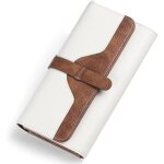 Portefeuille femme long xjydncg porte monnaie femme trifold - blocage rfid - blanc