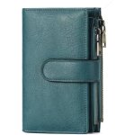 Portefeuille femme porte carte - xjydncg - pu cuir - double fermeture �clair - bleu