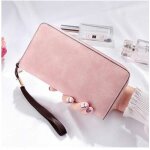 Portefeuille femme rose - ecelen - designer wristband - synthtique - souple - fermoir porte - monnaie ...