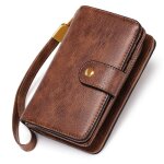 Portefeuille femme slim - xjydncg - cuir pu - porte monnaie femme rfid blocage - marron