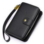Portefeuille femme slim - xjydncg - cuir pu - porte monnaie femme rfid blocage - noir