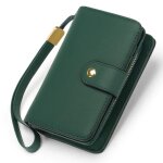 Portefeuille femme slim - xjydncg - cuir pu - porte monnaie femme rfid blocage - vert fonc�