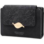 Portefeuille femme - xjydncg - cuir pu - porte monnaie femme - petit - avec 10 porte carte - noir