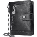 Portefeuille - amoune - noir - cuir vritable - blocage rfid - 17 compartiments