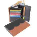 Portefeuille - classique - noir - marron - cuir souple - 6 compartiments - zipp