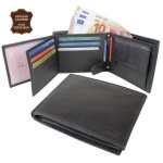 Portefeuille - homme - cuir de vachette - 15 rangements - souple - noir Portefeuille - homme - cuir de vachette - 15 rangements - souple - noir
