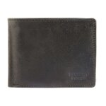 Portefeuille homme - leonardo verrelli - format horizontal - cuir gris - porte - monnaie zipp� - coutures ...