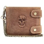 Portefeuille - leonardo verrelli - horizontal motif cr�ne - cuir buffle v�ritable - 8 fentes cartes - ...