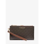 Portefeuille - pochette michael kors jet set travel pour femme en cuir marron avec logo grand format