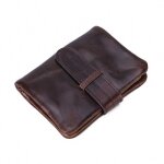Portefeuille rtro en cuir vritable pour hommes - funmoon - petit porte - cartes - marron