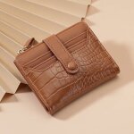 Portefeuille xjydncg porte monnaie femme - texture crocodile - marron clair