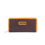 Portefeuille zipp� - ted lapidus - fidelio - marron - toile enduite - cuir de vachette