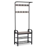 Portemanteau vestiaire meuble d?entrée avec crochets amovible banc et étagère à chaussures hauteur 183 ... Portemanteau vestiaire meuble d?entrée avec crochets amovible banc et étagère à chaussures hauteur 183 ...