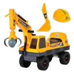 Porteur enfant tractopelle homcom - pelleteuse articule avec pince - effets sonores et lumineux - jaune ...