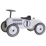 Porteur retro bebe racer - voiture de course vintage en metal blanc - robuste stable - des 24 mois - ...