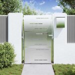 Portillon de cl�ture argent - sarazyj� porte de jardin - argent� 100 x 125 cm acier inoxydable - j5034153 ...