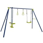 Portique balanoire extrieur 3 en 1 - dreamade - 1 face  face - 2 anneaux de gymnastique - balancelle ...