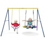 Portique balancoire extrieur - dreamade - 249x185x1815cm - 2 siges de balanoires - cordes rglables ...
